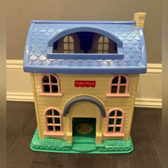VINTAGE Fisher-Price Blue and Off White Cream Dollhouse Playhouse - Picture 2 of 10